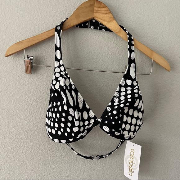 Carabella Y2K Vintage Polka Dot Black/White Swim Bra Size 12 - Picture 1 of 7